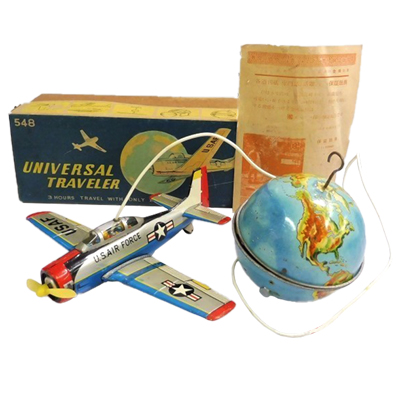 萬代屋 UNIVERSAL TRAVELER ブリキ 電動飛行機 /ヴィンテージ ビンテージ 玩具