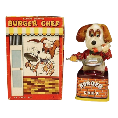 買取価格5,700円】ヨネザワ(米澤玩具) ブリキ BURGER CHEF 犬のコック