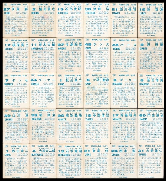 カルビー プロ野球 チップス カード 1987年　9_2