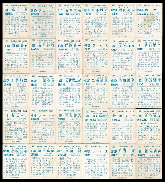 カルビー プロ野球 チップス カード 1987年　11_2