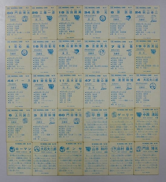 カルビー プロ野球 チップス カード 30枚 1986 当時物　1_2