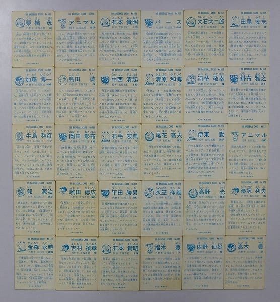 カルビー プロ野球 チップス カード 30枚 1986 当時物　2_2