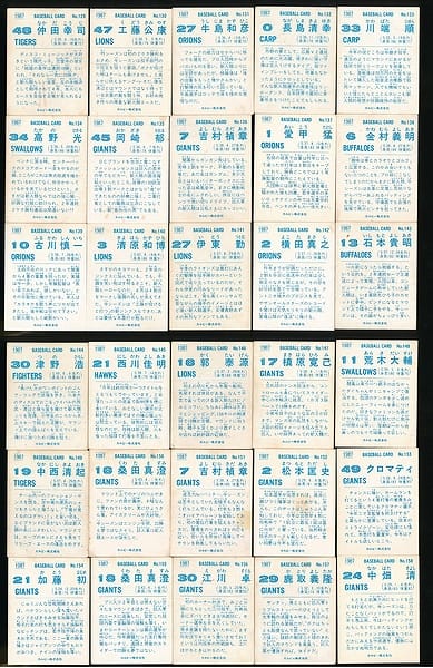 カルビー プロ野球 チップス カード 1987年 No.129～158 当時物_2