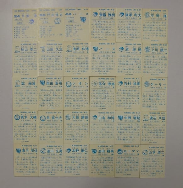 カルビー プロ野球チップスカード 1986年　No.98～129　当時物_2