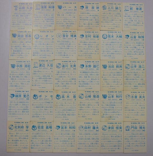 カルビープロ野球チップスカード 1986年　No.105～144　当時物_2