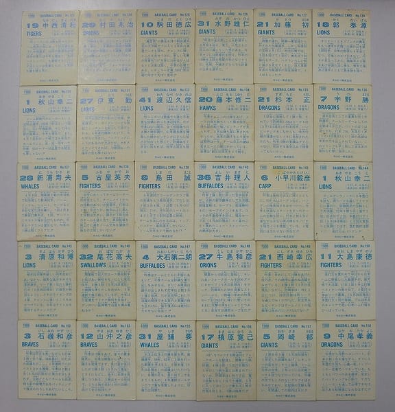 カルビー プロ野球チップスカード 1988年　No.123～158　当時物_2