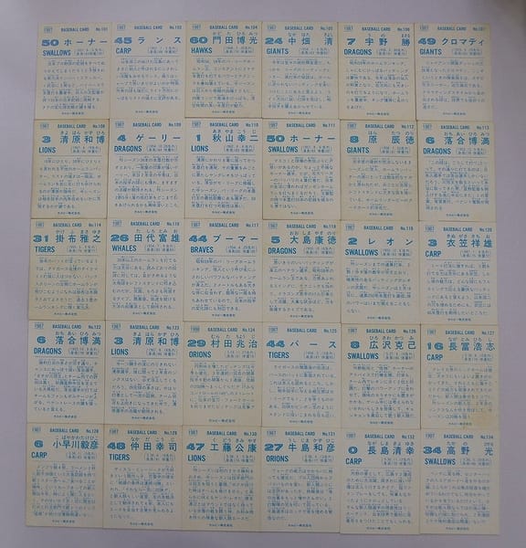 カルビー 当時物 プロ野球チップス カード 1987年 　No.101～134　_2