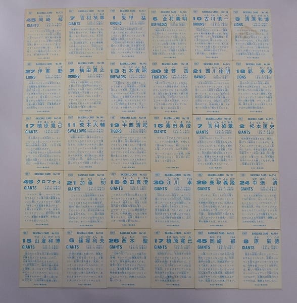 カルビー 当時物 プロ野球チップス カード 1987年 No.135～164_2