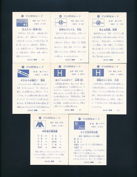 カルビー 当時物 プロ野球 カード 1973年 旗版 301 8枚_2