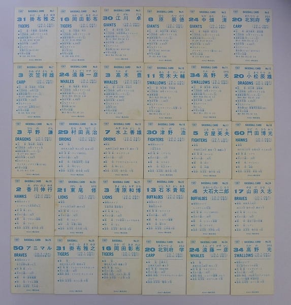 カルビー プロ野球 カード 1987年 30枚 No.1～35 当時物_2