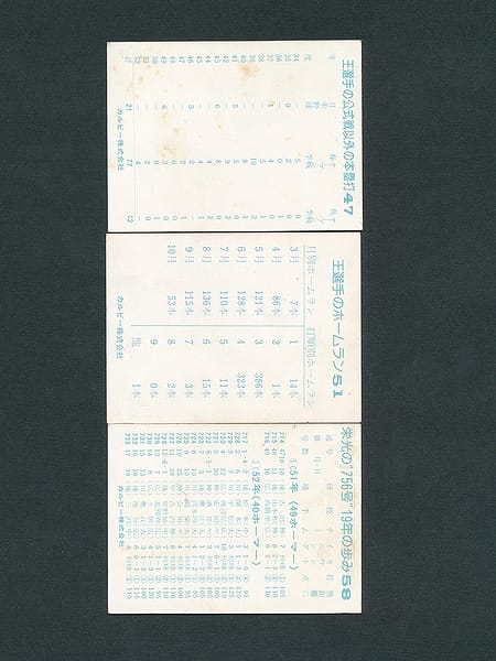 カルビー プロ野球カード 1977年 王貞治 756号 47 51 58_2