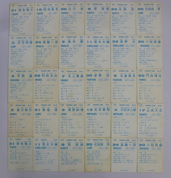 カルビー プロ野球チップス カード 87年 No.1～36 30枚_2