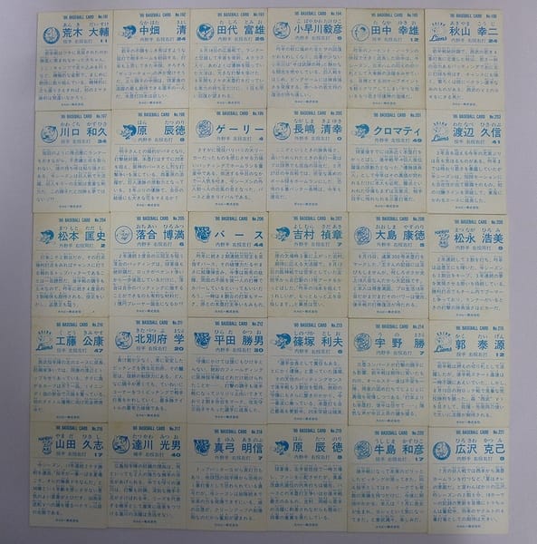 カルビー プロ野球チップス カード 86年 191～221 30枚_2