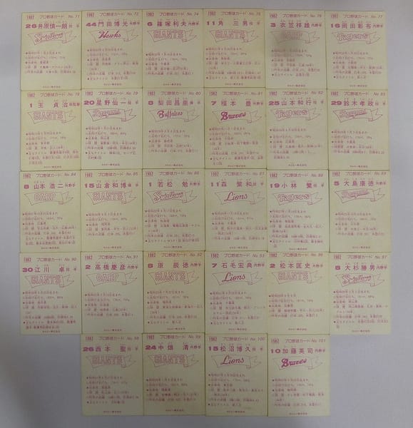 カルビー 当時物 プロ野球 カード 82年 No.71～101 28枚_2