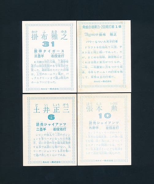 カルビー 当時物 プロ野球 カード 1978年 阪神 掛布雅之_2
