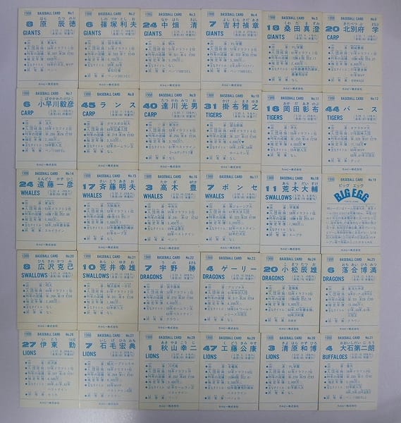 カルビー 当時物 プロ野球カード 1988年 No.1～31 30枚_2