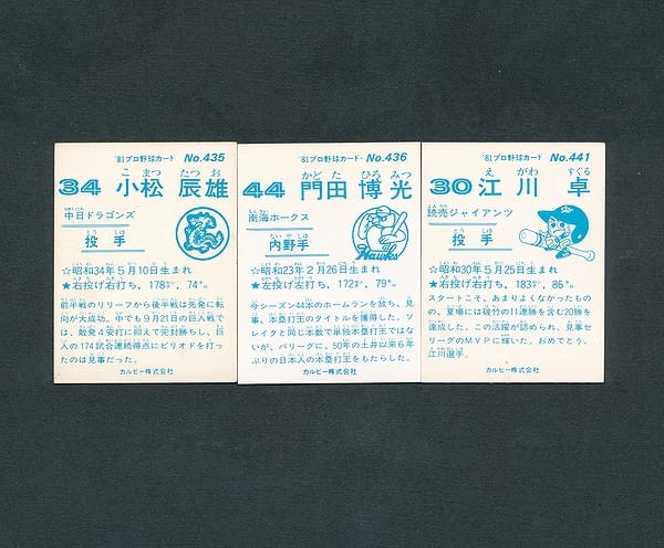 カルビー プロ野球カード 1981年 No.435 436 441 小松他_2