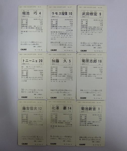 カルビー 1991～1992 サッカーカード 読売クラブ 9枚_2