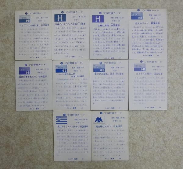 カルビー プロ野球カード 73年 52～74 旗版 10枚 中日 広島_2