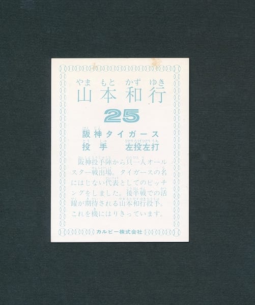 カルビー プロ野球カード 78年 山本和行 阪神 オールスター_3