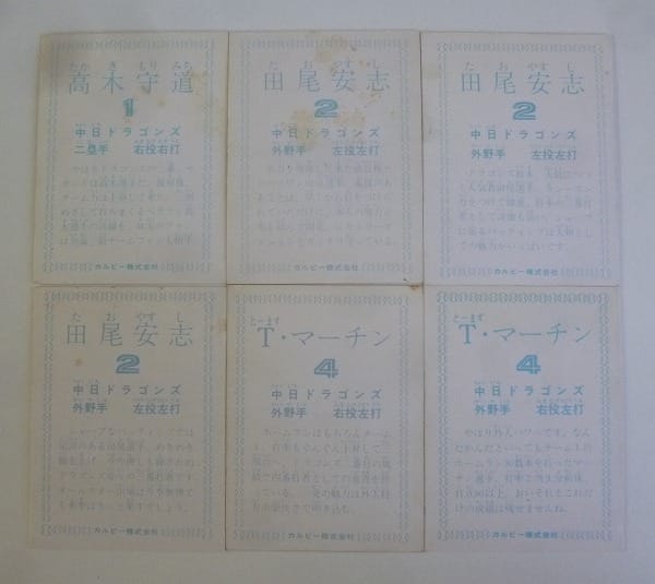 カルビー プロ野球 カード 78年版 高木 田尾 マーチン 谷木 中日_3
