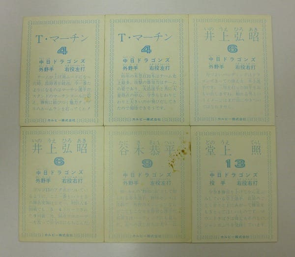 カルビー プロ野球 カード 78年 中日ドラゴンズ 井上 堂上 谷木_3