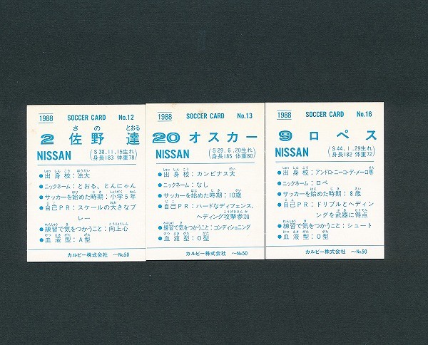 カルビー 日本リーグ サッカー カード 88年 No.12 13 16 ロペス_2