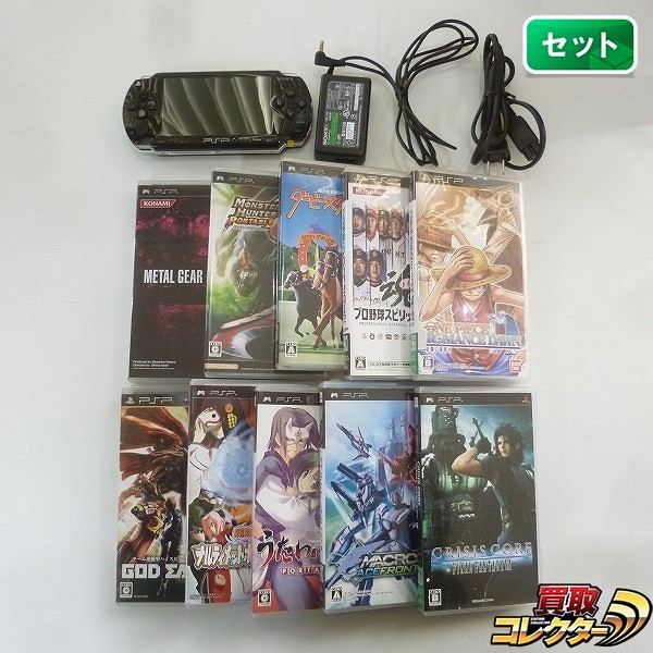 PSP-1000 + ソフト 10本 メタルギア A C! D モンハン 2nd G 他_1