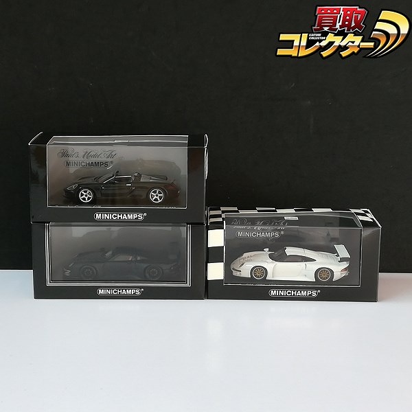 PMA ミニチャンプス 1/43 ポルシェ 911 GT1 ストリートカー 1996 ホワイト ポルシェ カレラ GT 2001 ブラック 他_1