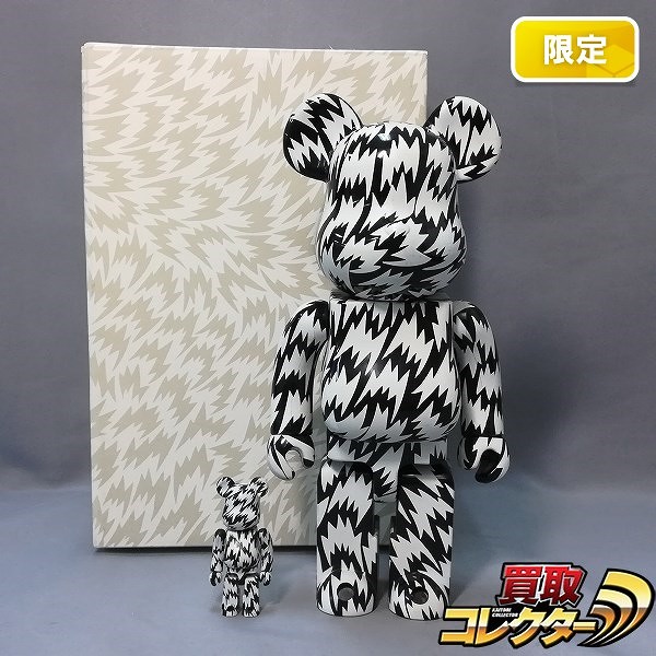 メディコムトイ 100%&400% ベアブリック ELEY KISHIMOTO BLACK×WHITE BE＠RBRICK.COM限定