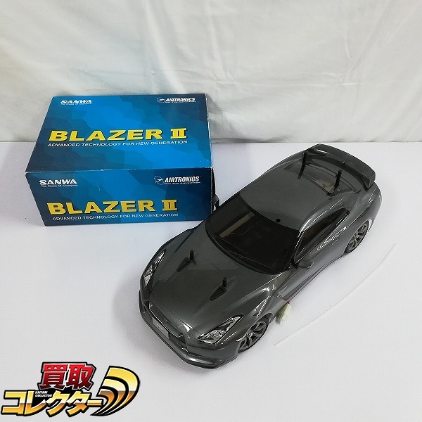 タミヤ 1/10 ニッサン GT-R TT-01 シャーシ TYPE-E + サンワ プロポ BLAZERII