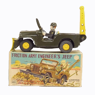 ラインマートーイ ブリキ ARMY ENGINEER'S JEEP ジープ フリクション