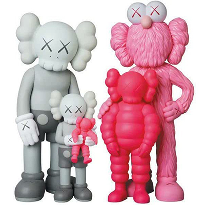 FAMILY GREY/PINK/FLUORO PINK OPEN EDITION KAWS MEDICOM TOY