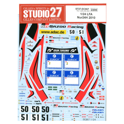 1/24 LFA Nur24H 2010 Original Decals スタジオ27