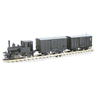 コッペル Bタンク(車体色：黒/動力付)・木造有蓋車ワ10343形・木造緩急車ワブ 各1両セット 1/150