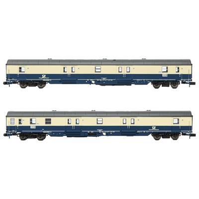 DBP, 2-unit pack 4-axle postal vans Post-mrz, blue/beige livery, period IV