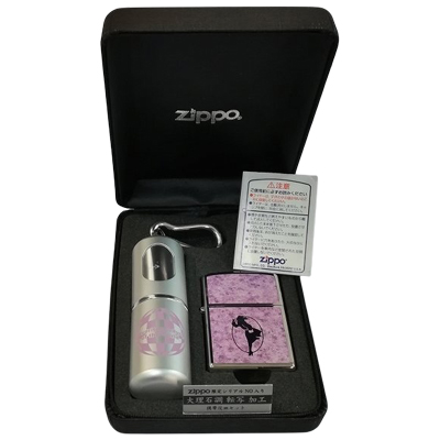 Windy Girl 限定シリアルNO入り 大理石調 転写 加工 携帯灰皿セット Zippo