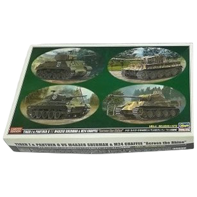 タイガーI＆パンサーG VS M4A3E8 シャーマン＆M24 チャーフィー ライン川突破作戦 ハセガワ 1/72