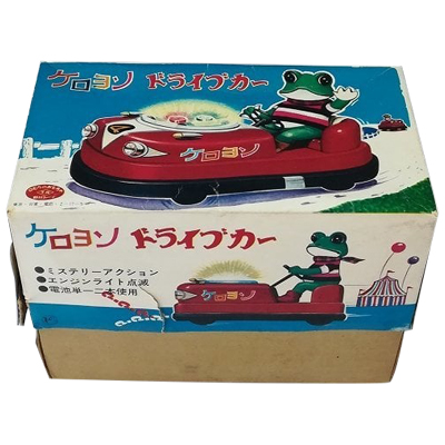 ケロヨン ドライブカート 当時物 木馬座 藤城清治 野村トーイ 全長約20cm ブリキ 電動