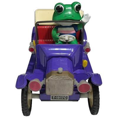 ケロヨン 自動車 当時物 木馬座 藤城清治 野村トーイ 全長約22cm ブリキ クラシックカー