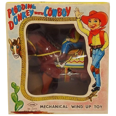 PLODDING DONKEY WITH COWBOY ロバとカウボーイ ゼンマイ 米屋